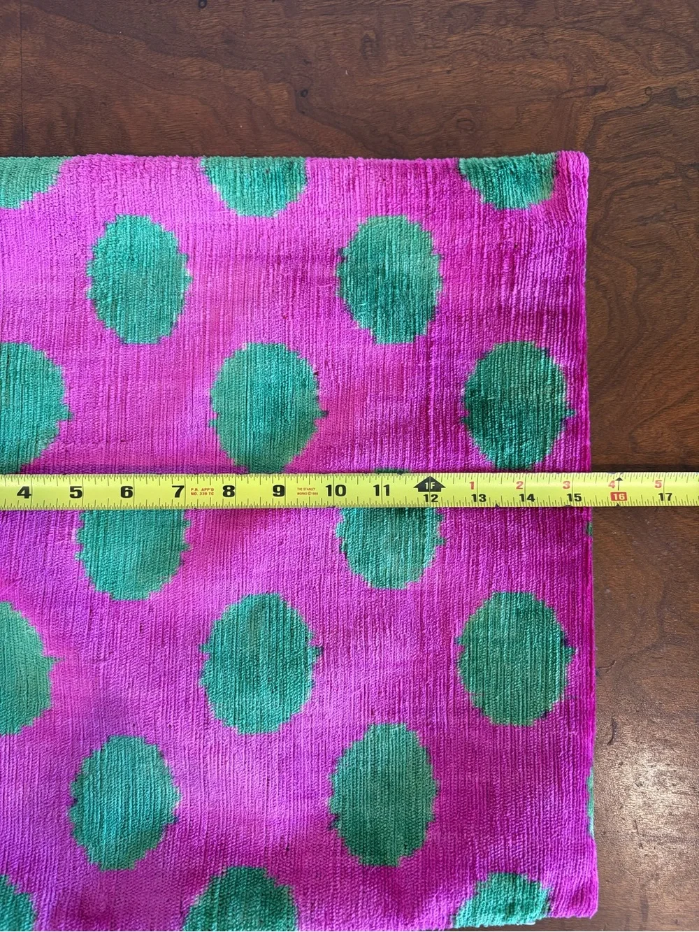 MD Home || Silk Velvet Pillow Cover Sham Dots Luxury‎ Turkish 16 x 16 Pink Green
